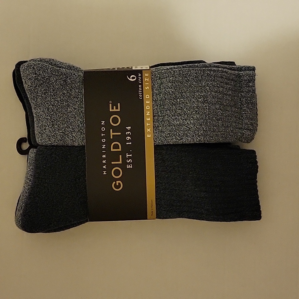 NWT: Harrington GOLDTOE Cotton Crew Socks 6 pack